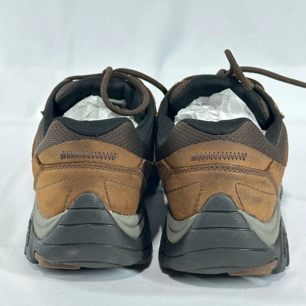 #177 Merrell Shoes Mens Size 8 Brown Leather Trail Hiking Vibram Sneakers J91827